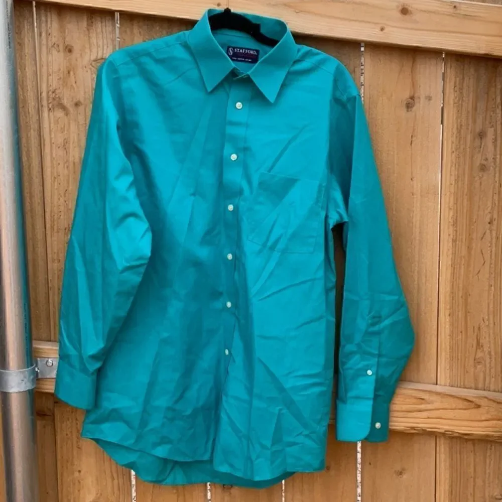 Take 50% OFF- Stafford Performance Long-sleeved Men’s Dress Shirt, Size-15